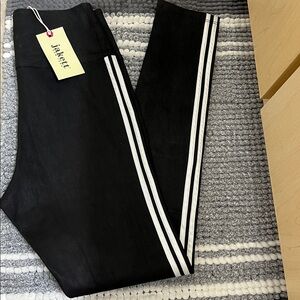 Jakett NY High-Waisted leather double track strip leggings S